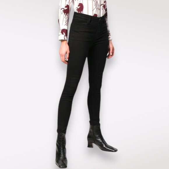 J Brand Alana High Rise Skinny Jeans Black Raw Hem Ankle Size 27 - Picture 1 of 10